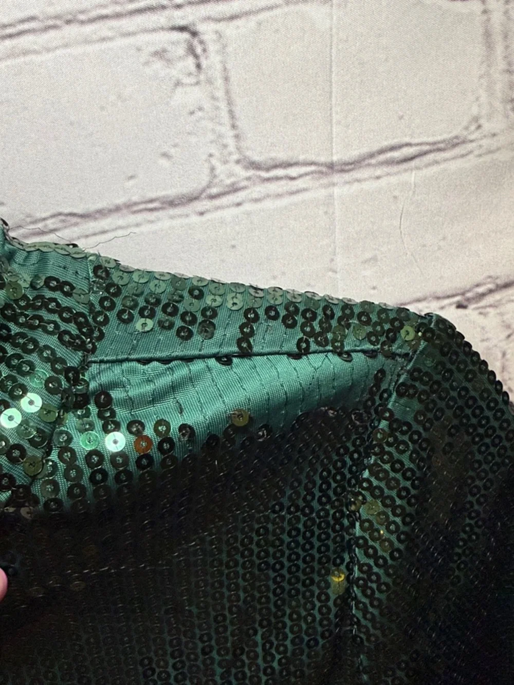 Michael Kors Emerald Green Sequin Mock Neck Top